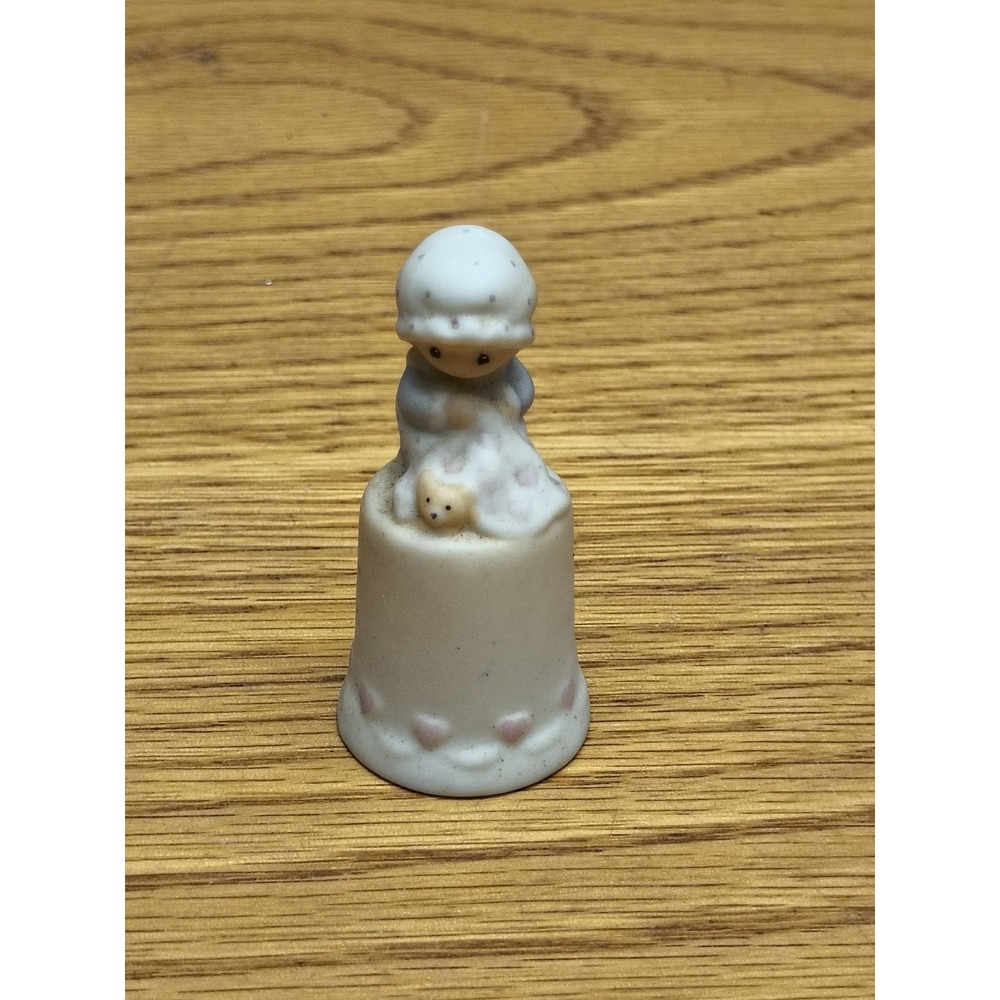 1984 Precious Moments "Love Covers All" Thimble Girl with Cat